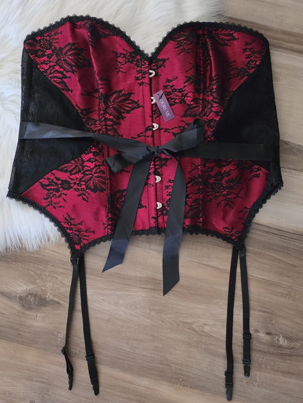 NWT Adore Me Red and Black Lace Corset - 3X